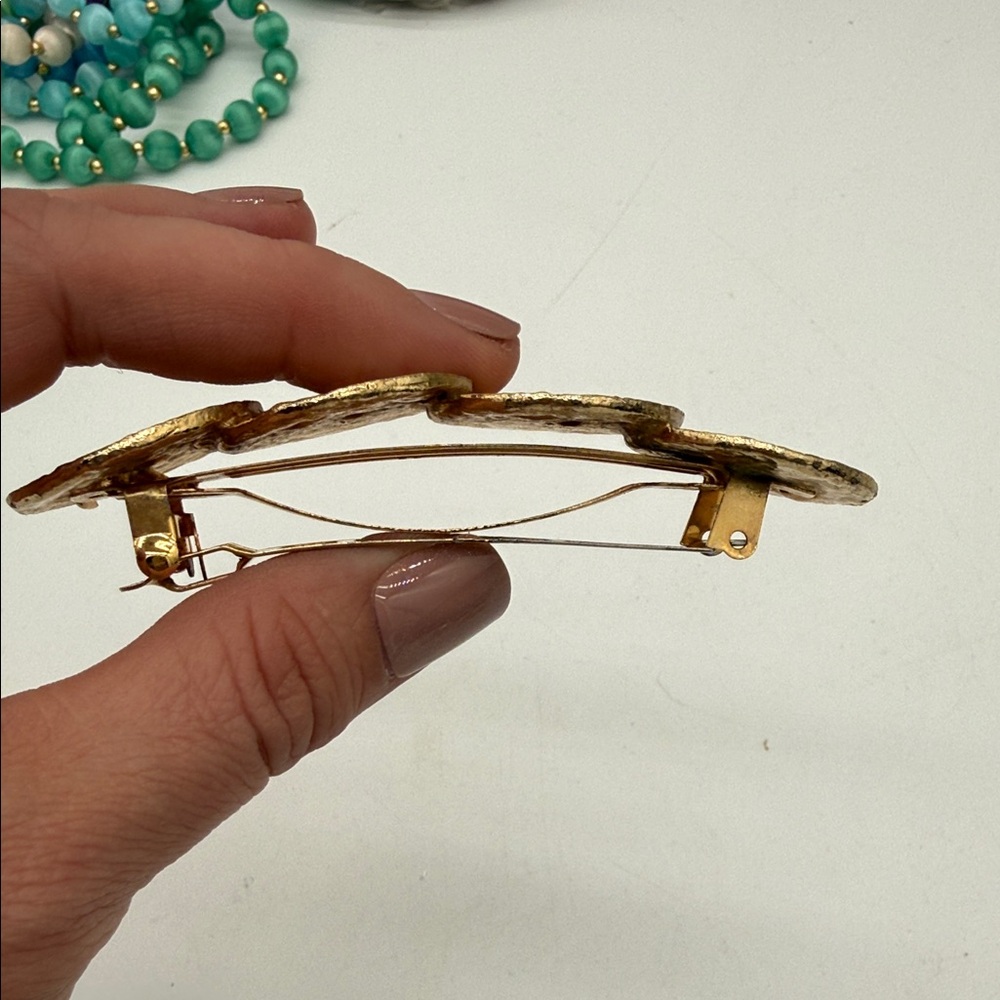 Vintage 8 Spanish/ Peru Gold Coins Hair Clip - Picture 9 of 9